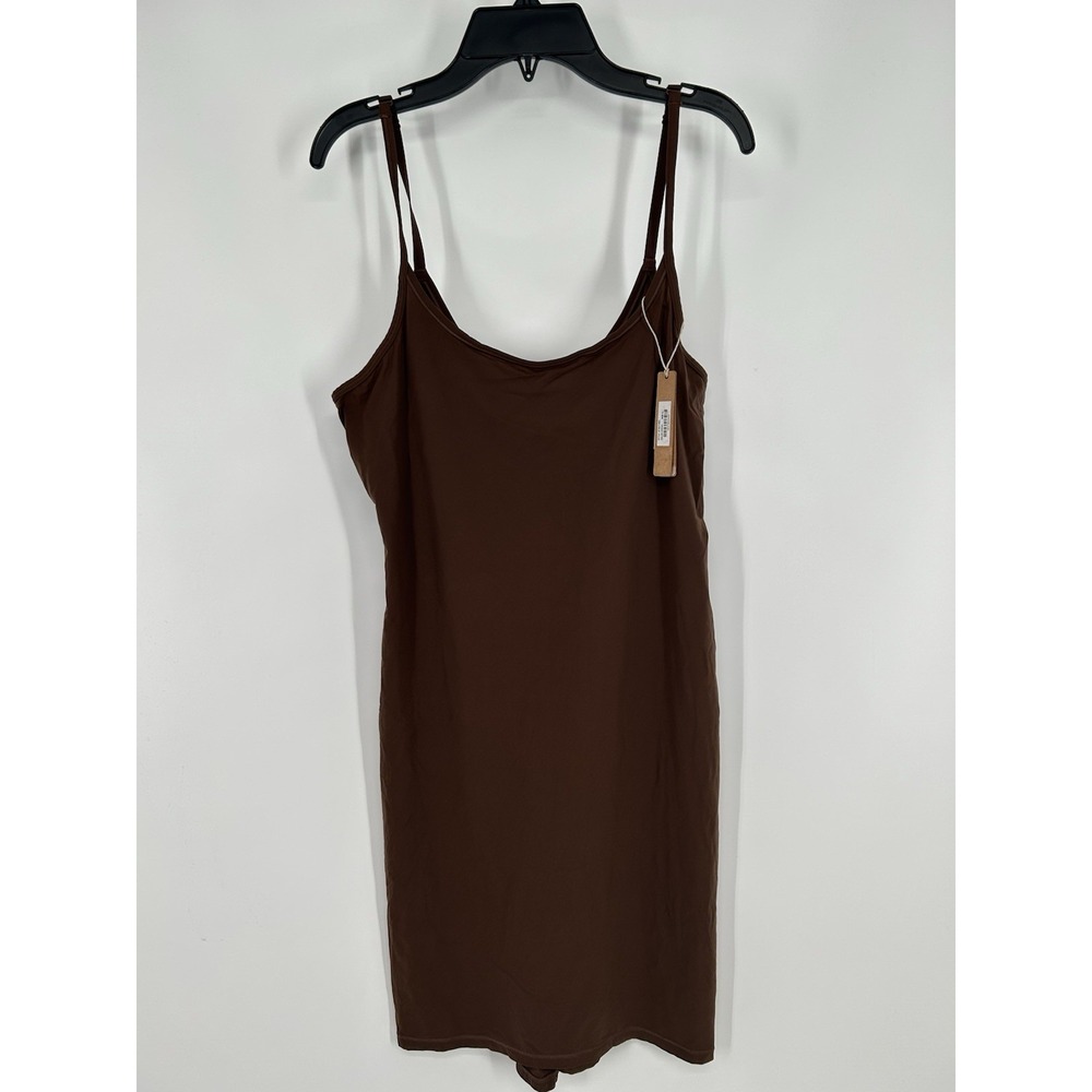 Skims Fits Everybody Slip Dress Short Cocoa Brown Sleeveless Kim‎ Kardashian XL